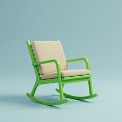 Modern green rocking chair design on pastel background for interior decor inspiration