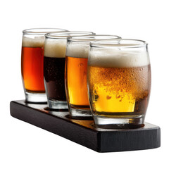 Craft beer flight showcase mini glasses on photography studio clean aesthetic