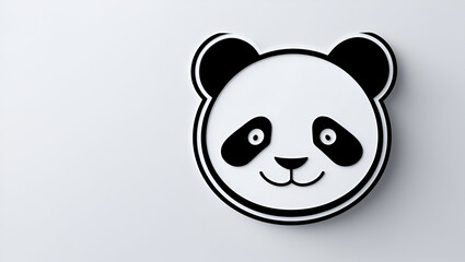 Fototapeta premium A cleanly outlined panda icon with round ears and signature facial markings set against a white background.