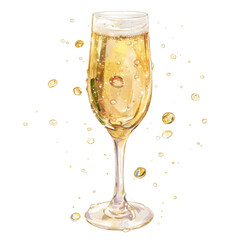Celebratory champagne flute with sparkling bubbles high-resolution image elegant concept