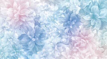 Delicate flowers in shades of blue and pink create a visually soothing composition. The floral elements blend seamlessly, offering a tranquil and artistic atmosphere