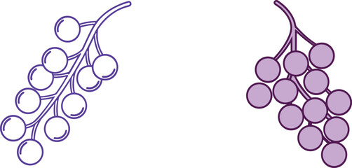Line Art Purple Grape Bunches Illustration For Design And Decoration Purposes