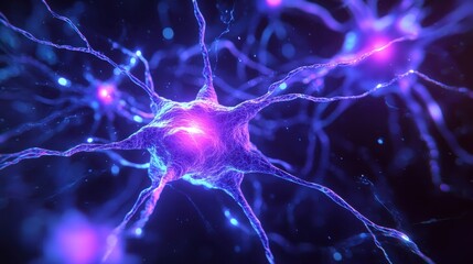 Abstract Digital Technology Network Visualization with Glowing Neural Connections