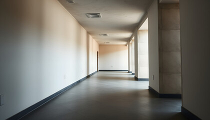 Empty wall in corridor, dramatic atmosphere. with white shades
