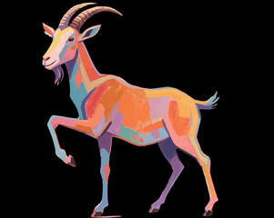 3d illustration abstract colorful geometrix goat