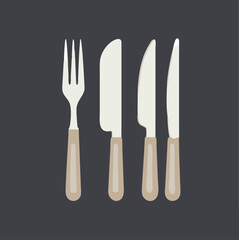 Simple Flat Lay Illustration of Fork and Knives