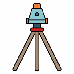 Geodetic survey tripod icon with total station equipment flat vector
