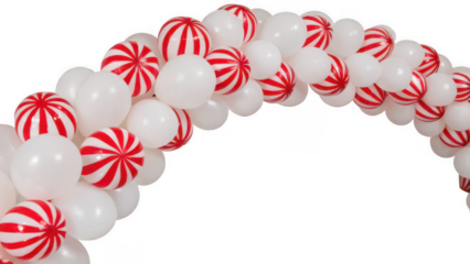 Red and White Candy Cane Spiral Balloon Garland Arch for Festive Decorations