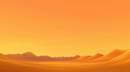 Obraz premium Orange desert landscape, undulating dunes, sunset sky.