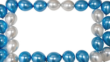Blue and Silver Balloon Frame Perfect for Party Invitations or Celebrations