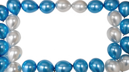 Blue and Silver Balloon Frame Perfect for Party Invitations or Celebrations