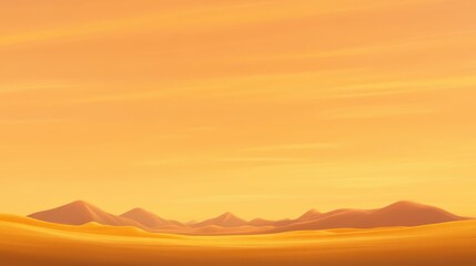 Obraz premium Golden desert landscape, rolling dunes, distant hills.