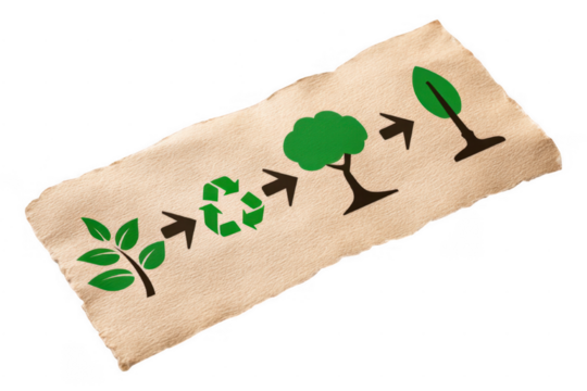 Reducing Carbon Footprint Simple Flowchart on Recycled Paper Lifestyle Changes Environmental Responsibility, Isolated on Transparent Background