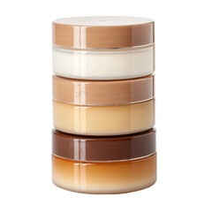 Obraz premium Stack of Three Cream Jars in Gradient Tones - Mockup Image for Cosmetic or Beauty Product Packaging Design