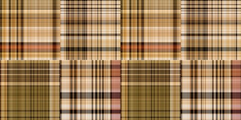 Warm fall gingham tartan check seamless border pattern. Woven classic variegated ombre check ribbon trim. Repeatable banner for washing tape and for fashion edging design