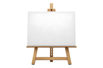 Wooden Easel with Blank White Canvas Ready for Painting and Art Display.