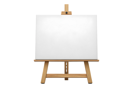 Wooden Easel with Blank White Canvas Ready for Painting and Art Display.