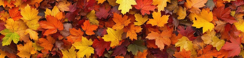 Fototapeta premium Vibrant Autumn Foliage Maple Leaves Displaying Fall Colors In Full View