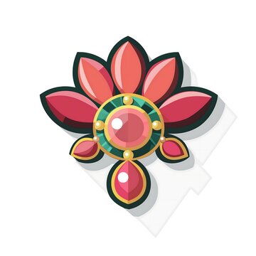 pink flower brooch flat design clip art preview