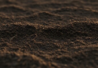 Dark soil texture subtly illuminated by warm light. AI Generated