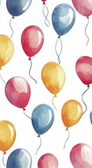 Colorful Watercolor Balloons Party Celebration Festive Background