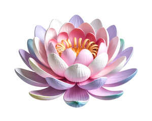 Pastel Colored 3d Lotus Flower Blossom isolated on transparent background