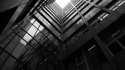 Modern style of high building surrounded by beautiful environment suited to be luxurious workplace or elegant residence. Creativity office or condominium perfect for business or living in city. AIG53.