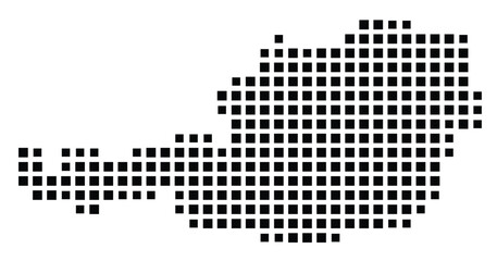 Abstract map of Austria showing the country with a pattern of black squares