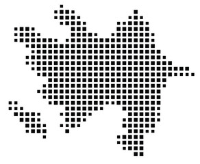 Fototapeta premium Abstract map of Azerbaijan showing the country with a pattern of black squares