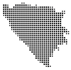 Fototapeta premium Abstract map of Bosnia and Herzegovina showing the country with a pattern of black squares