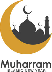Happy Muharram Flat Design Illustration.