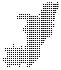 Fototapeta premium Abstract map of the Republic of the Congo showing the country with a pattern of black squares