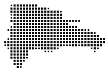 Fototapeta premium Abstract map of the Dominican Republic showing the country with a pattern of black squares