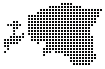 Fototapeta premium Abstract map of Estonia showing the country with a pattern of black squares