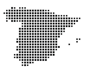 Fototapeta premium Abstract map of Spain showing the country with a pattern of black squares