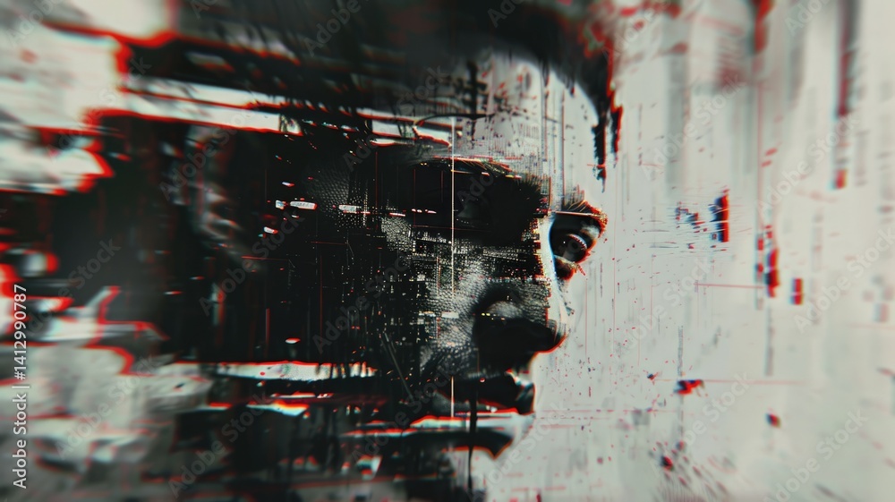 Aufkleber abstract complex glitch with pixel effect in tech background use shading and glitches texture expres