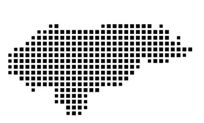 Fototapeta premium Abstract map of Honduras showing the country with a pattern of black squares