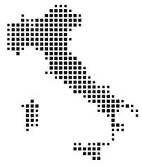 Fototapeta premium Abstract map of Italy showing the country with a pattern of black squares