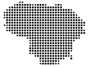 Fototapeta premium Abstract map of Lithuania showing the country with a pattern of black squares