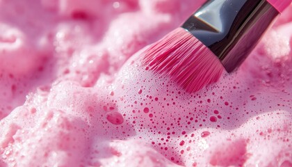 Pink foaming cleanser with brush