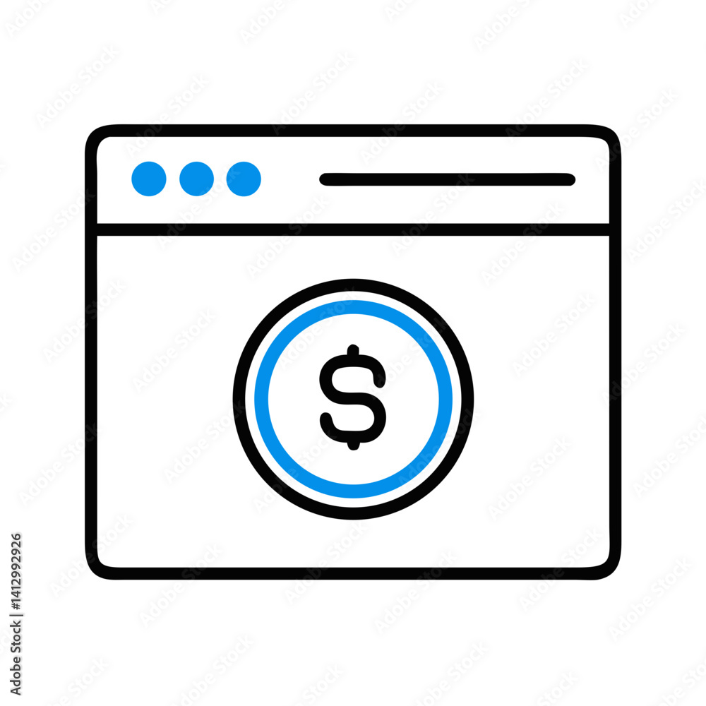 Aufkleber browser with dollar icon representing online payment