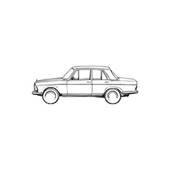 Fototapeta premium vector image of a black and white retro car, side view 