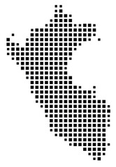 Fototapeta premium Abstract map of Peru showing the country with a pattern of black squares