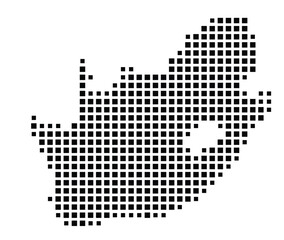 Fototapeta premium Abstract map of South Africa showing the country with a pattern of black squares