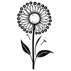 Elegant Dandelion Vector Illustration in Black Ink