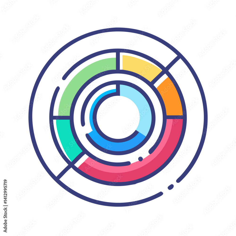 Poster Circular Chart Icon Representing Data Segmentation