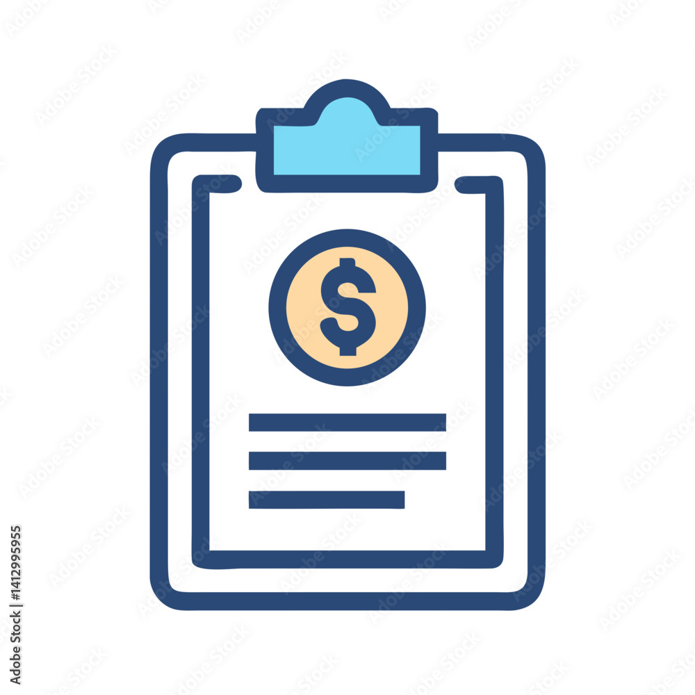 Poster clipboard with dollar icon representing financial management