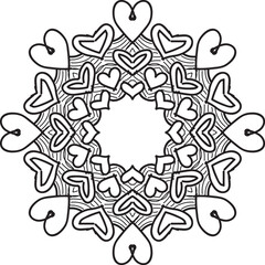 easy mandala design with clean lines for coloring book, tattoo and henna design, creative mandala art, mandala design for adults coloring book