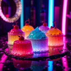 Neon Dessert Glow,ai generated