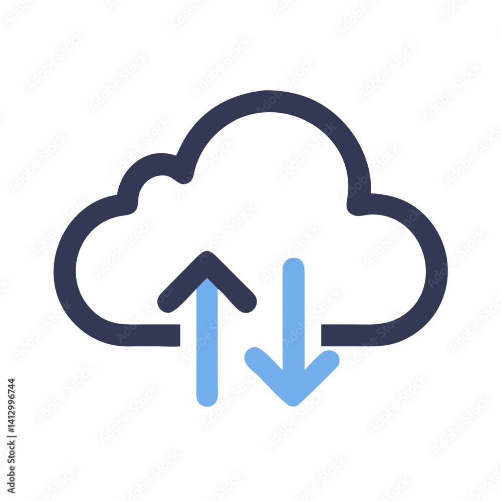 Poster Cloud Upload Icon Representing Data Synchronisation